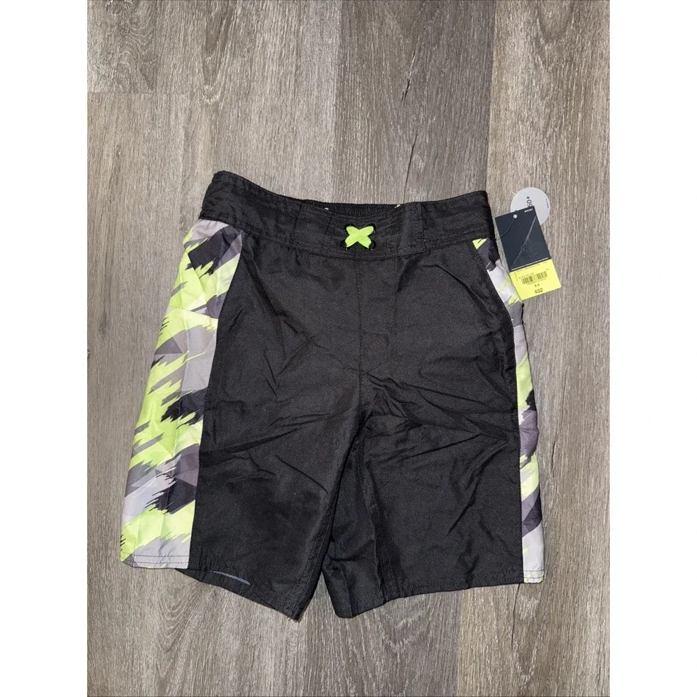 Xersion Swimsuit Trunks Msrp$32 Black And Yellow Adjustable Waist Nwt Boys S 8yr